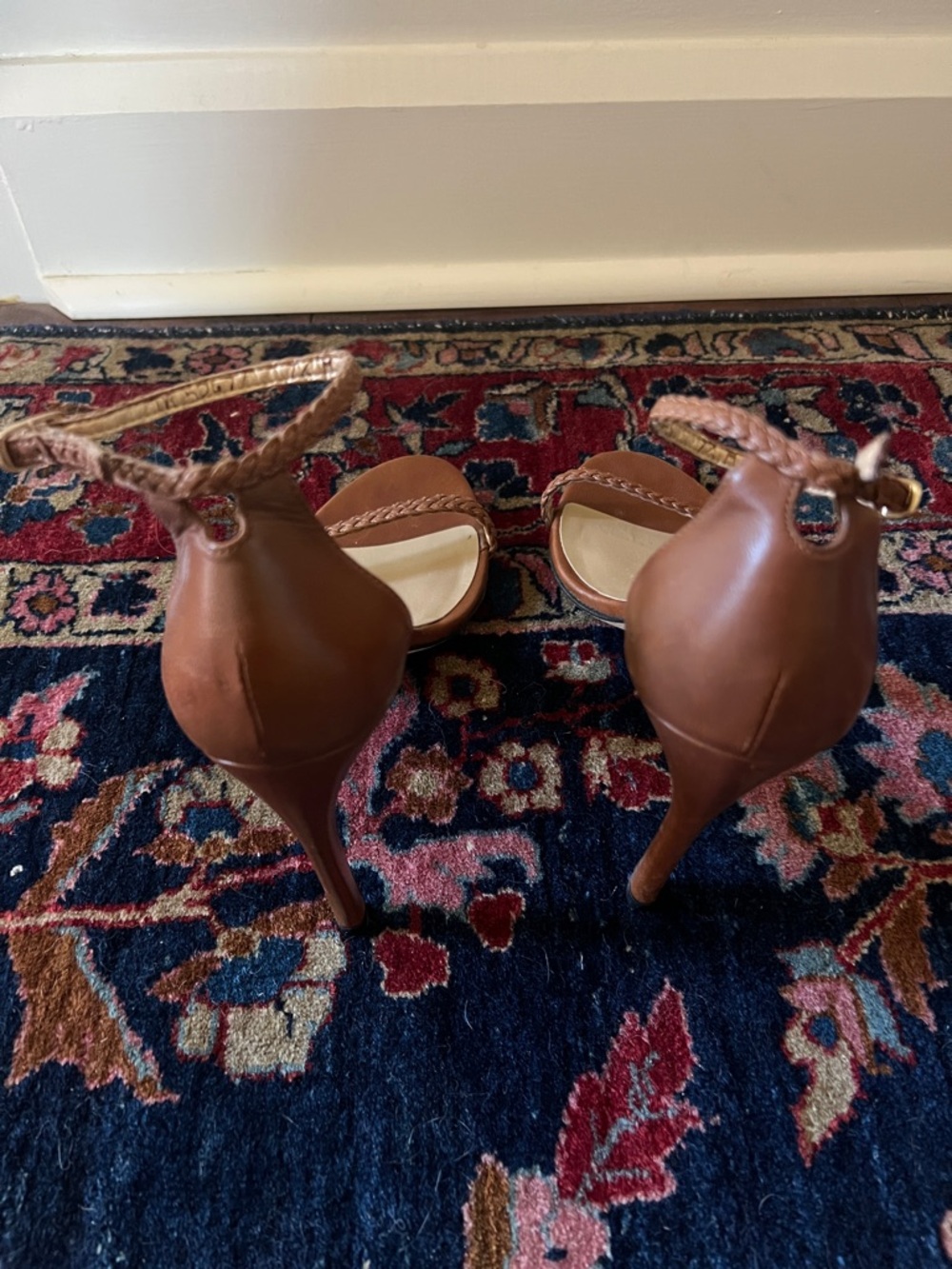 Stuart Weitzman Barebraid Ankle-Strap Heels in Cognac - Picture 5 of 10